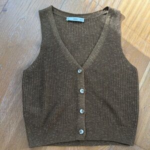 Mango Knit Button-Up Vest